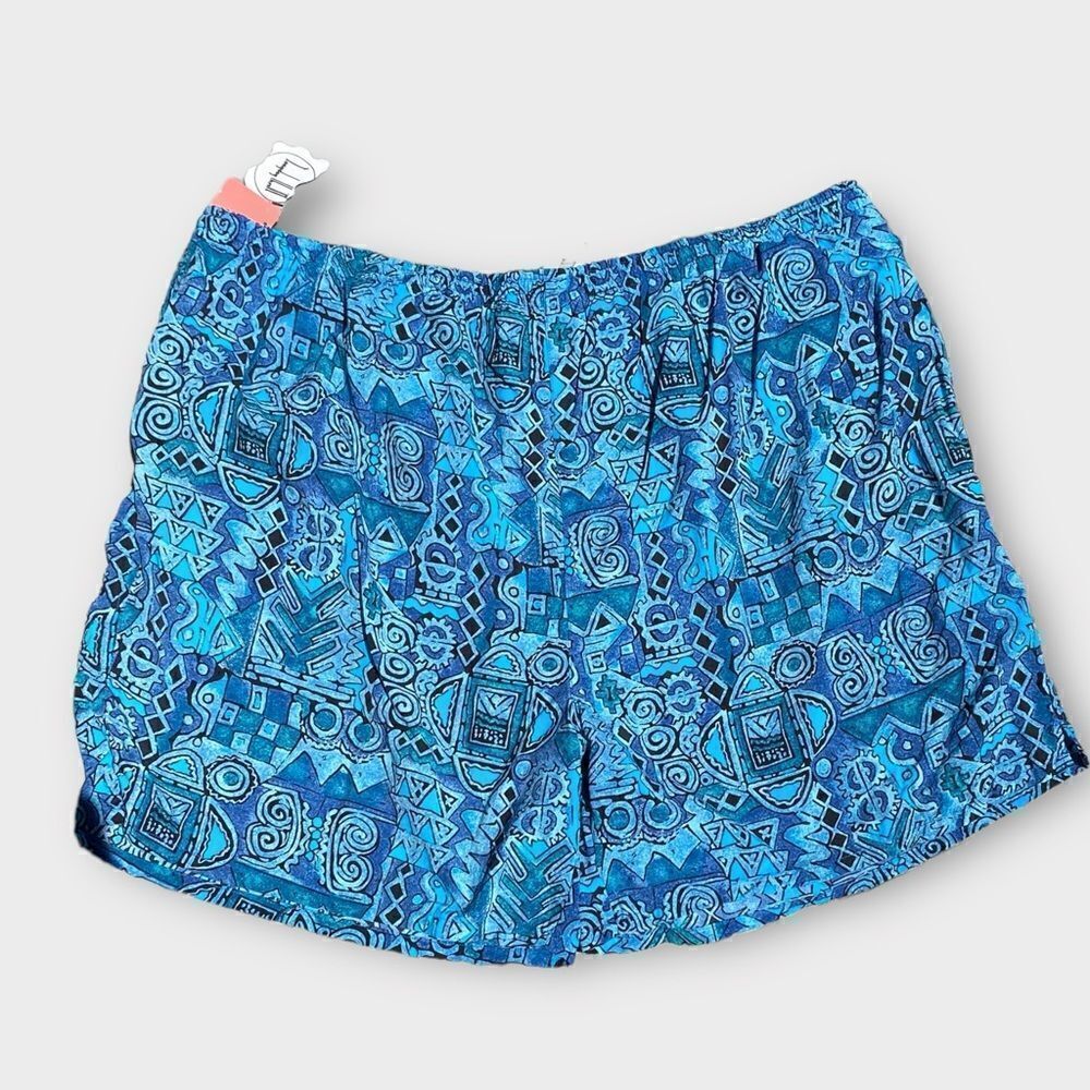 Vintage Swim Trunks Blue Tribal Design Mens 3X